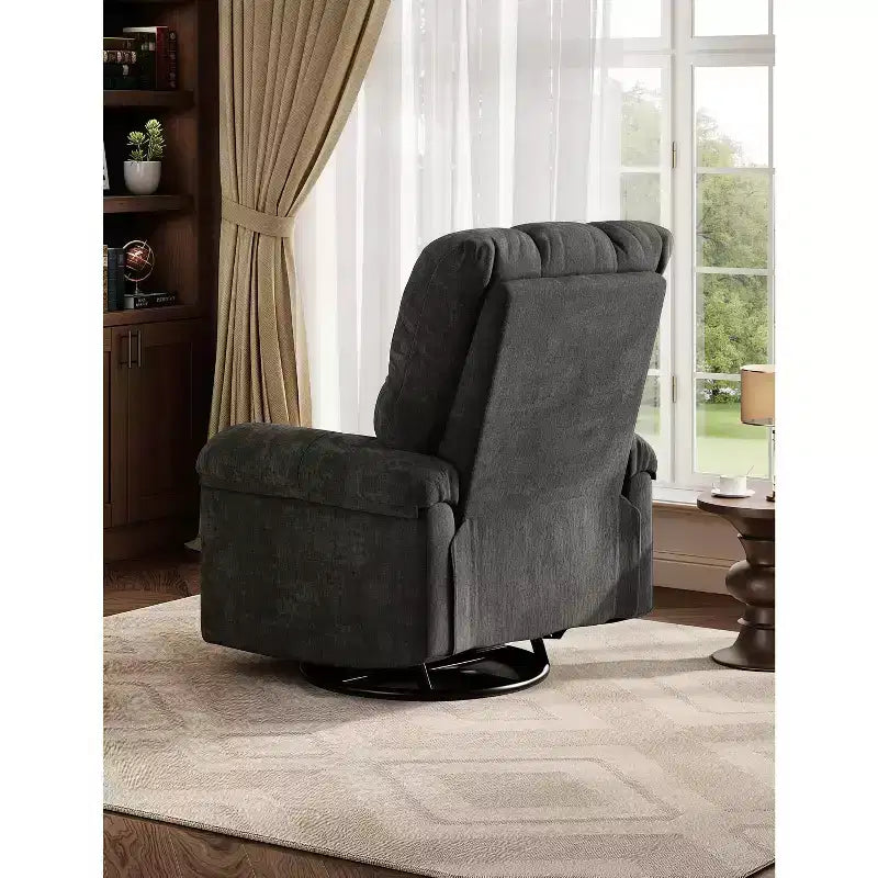 Swivel Rocking Recliner Chair with Lumbar Support - Manual Chenille Glider for Living Room Bedroom Nursery