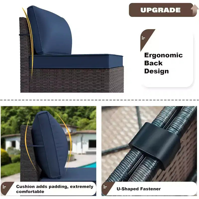 ALAULM Salon de jardin 7 pièces, en rotin, pour l'extérieur, avec canapé et table basse avec brasero au propane métallique
