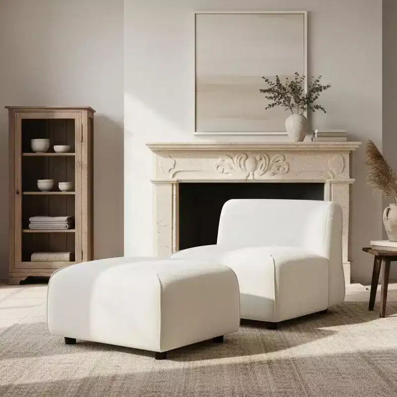 Upholstered Accent Chair with Ottoman Set Lazy Single Sofa Lounge Chair Soft Padded Leisure Chair - ModernLuxe