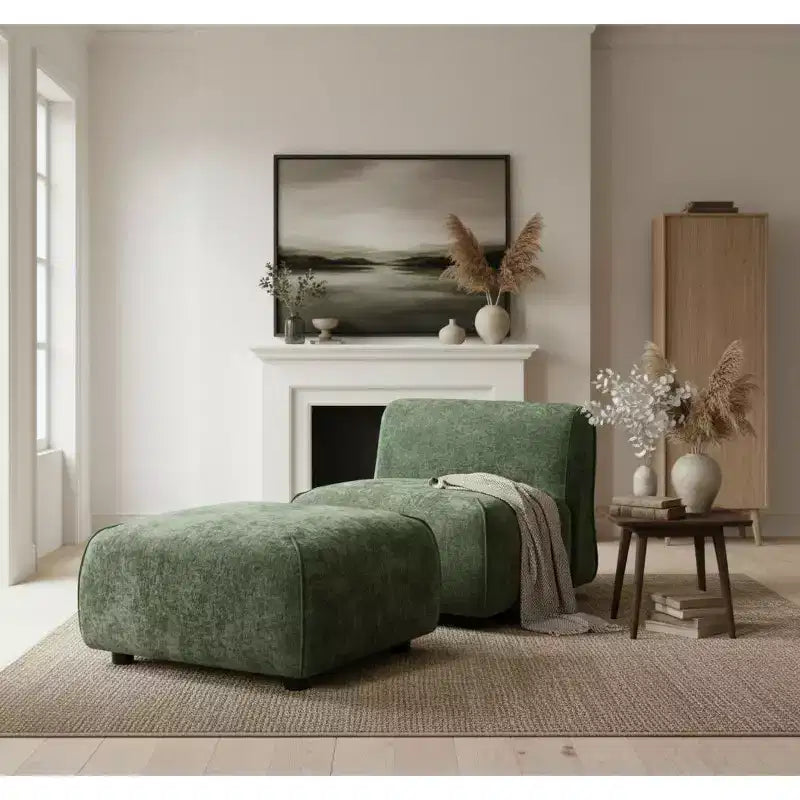 Upholstered Accent Chair with Ottoman Set Lazy Single Sofa Lounge Chair Soft Padded Leisure Chair - ModernLuxe