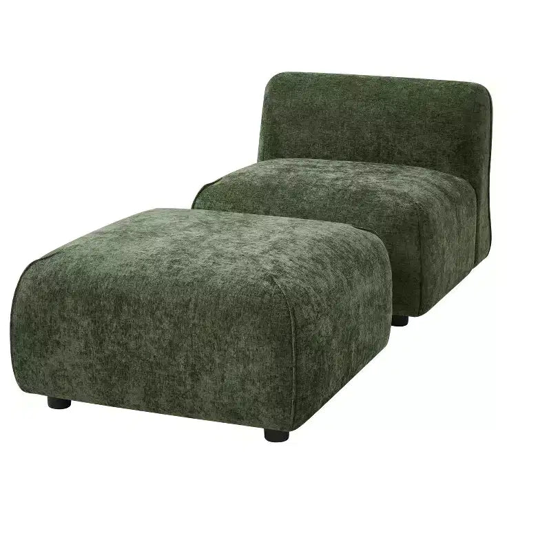 Upholstered Accent Chair with Ottoman Set Lazy Single Sofa Lounge Chair Soft Padded Leisure Chair - ModernLuxe