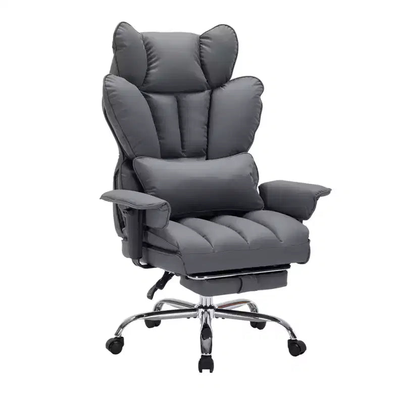 Fauteuil de bureau pour personnes fortes et grandes avec repose-pieds, fauteuil de jeu à dossier haut, fauteuil de bureau exécutif en cuir, fauteuil de bureau ergonomique avec support lombaire
