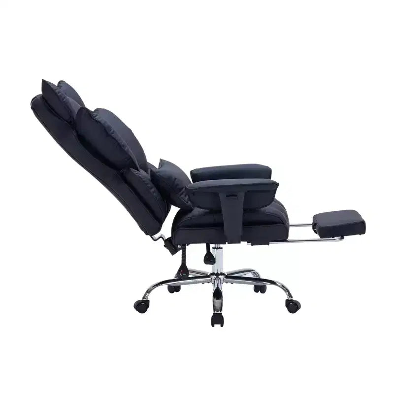 Fauteuil de bureau pour personnes fortes et grandes avec repose-pieds, fauteuil de jeu à dossier haut, fauteuil de bureau exécutif en cuir, fauteuil de bureau ergonomique avec support lombaire