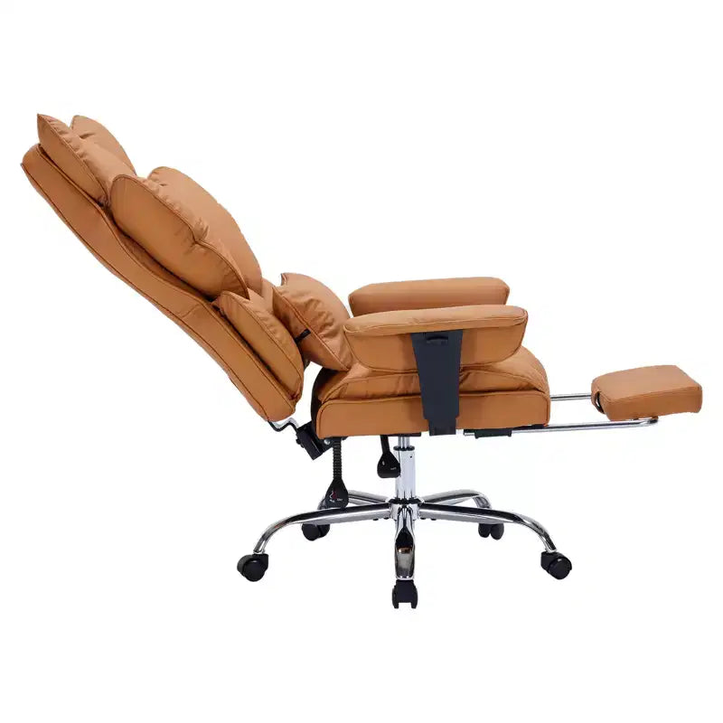 Fauteuil de bureau pour personnes fortes et grandes avec repose-pieds, fauteuil de jeu à dossier haut, fauteuil de bureau exécutif en cuir, fauteuil de bureau ergonomique avec support lombaire