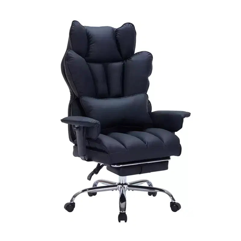 Fauteuil de bureau pour personnes fortes et grandes avec repose-pieds, fauteuil de jeu à dossier haut, fauteuil de bureau exécutif en cuir, fauteuil de bureau ergonomique avec support lombaire