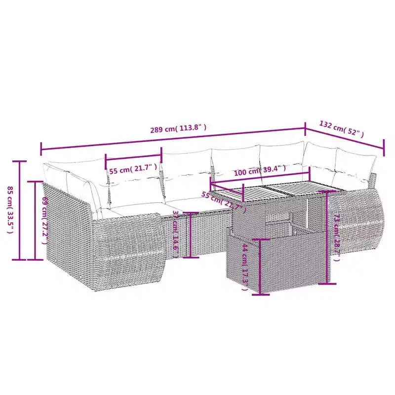 Ensemble de canapés de jardin modulaires vidaXL avec coussins