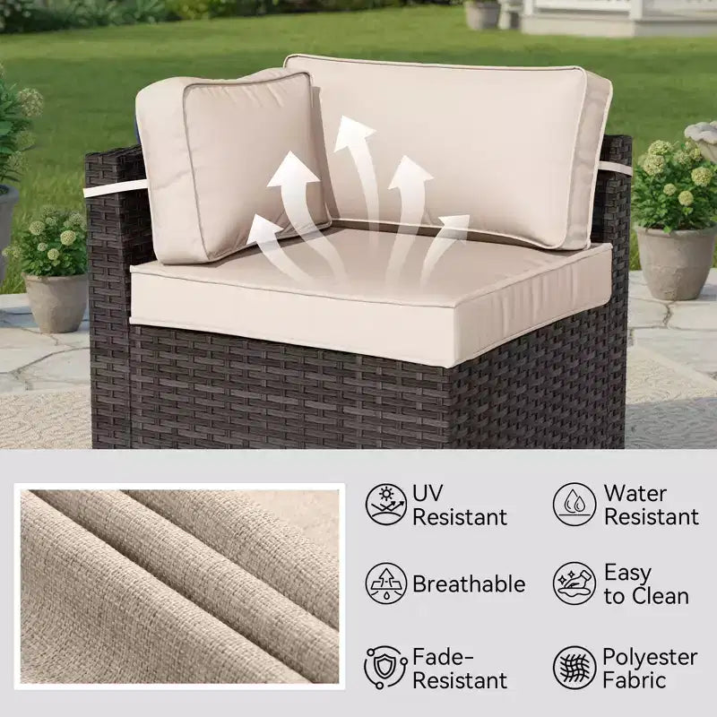 UPTIOT Salon de Jardin Premium avec Canapés d'Angle, Fauteuils d'Appoint et Table Basse Convertible Marron pour un Confort Ultime sur la Terrasse