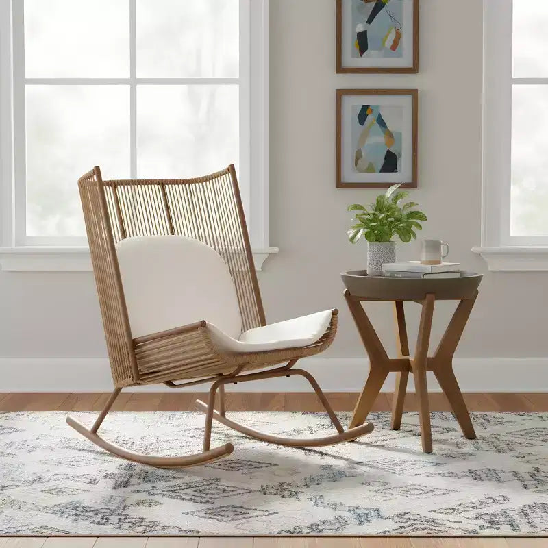 Christopher Knight Home Suman Ensemble de salle à manger d'extérieur 2 pièces style fermier avec table en bois d'acacia et chaise à bascule en fer