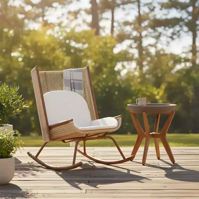 Christopher Knight Home Suman Ensemble de salle à manger d'extérieur 2 pièces style fermier avec table en bois d'acacia et chaise à bascule en fer