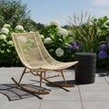 Christopher Knight Home Vikas Farmhouse 2 Piece Patio Dining Set with Lightweight Concrete Table and Iron Rocking Chair