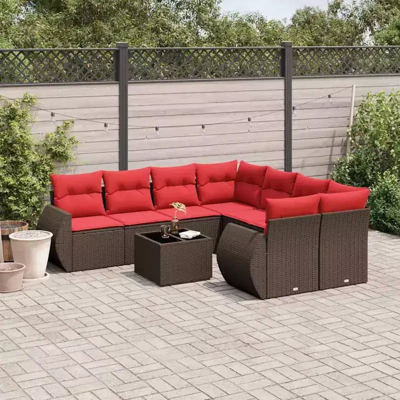 vidaXL Salon de jardin avec coussins en résine tressée