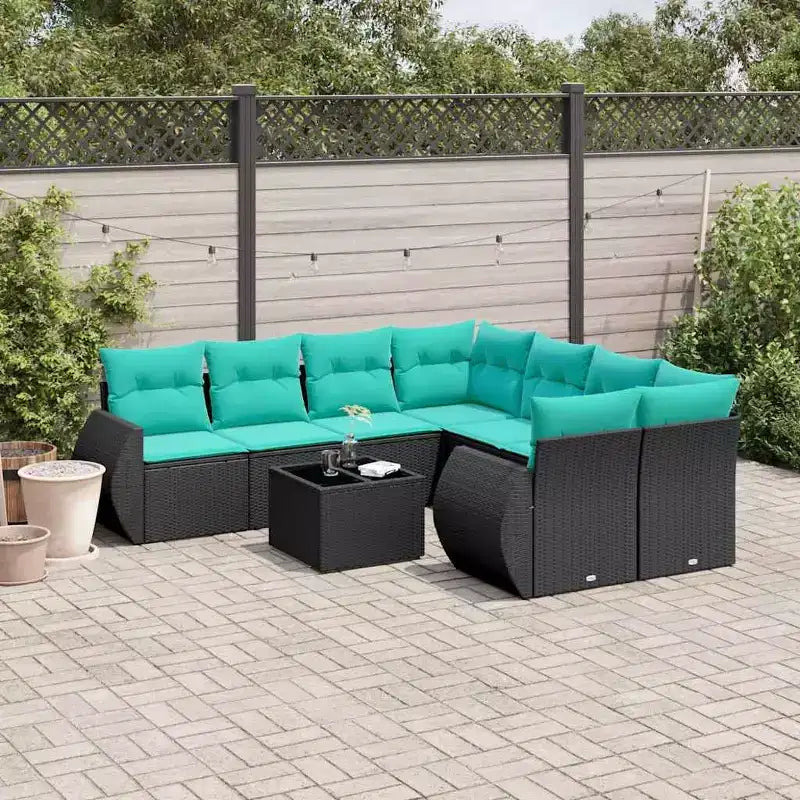 vidaXL Salon de jardin avec coussins en résine tressée