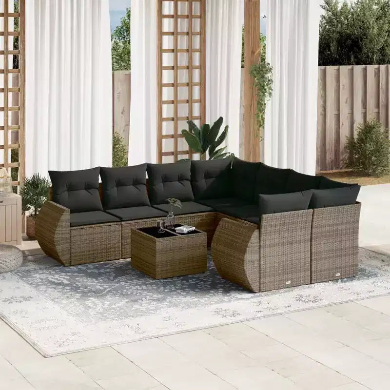 vidaXL Salon de jardin avec coussins en résine tressée