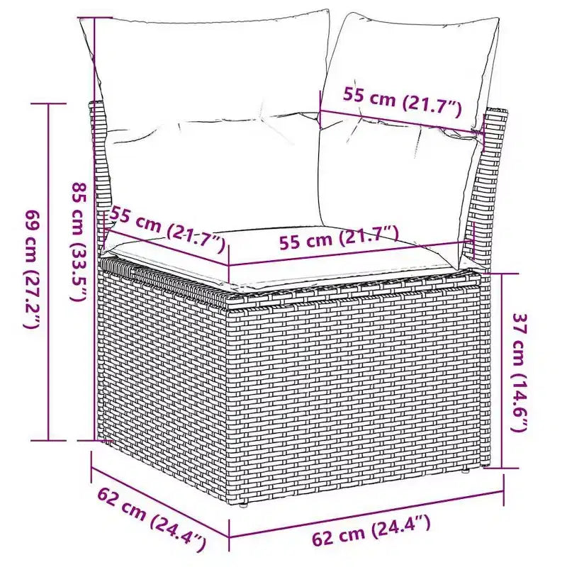 vidaXL Salon de jardin en résine tressée avec coussins