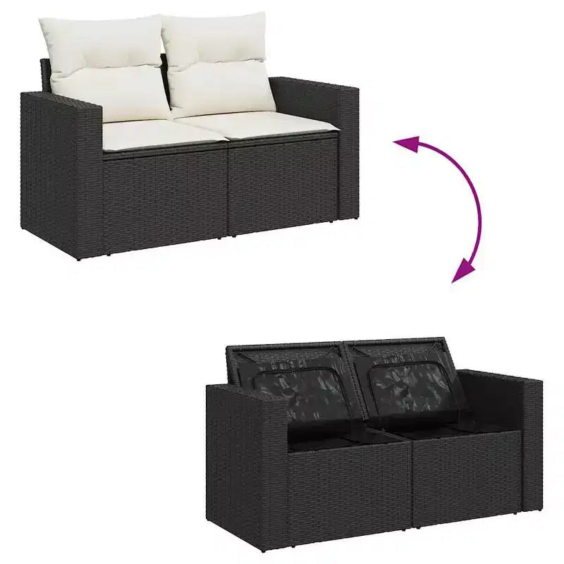 vidaXL Salon de jardin en résine tressée avec coussins
