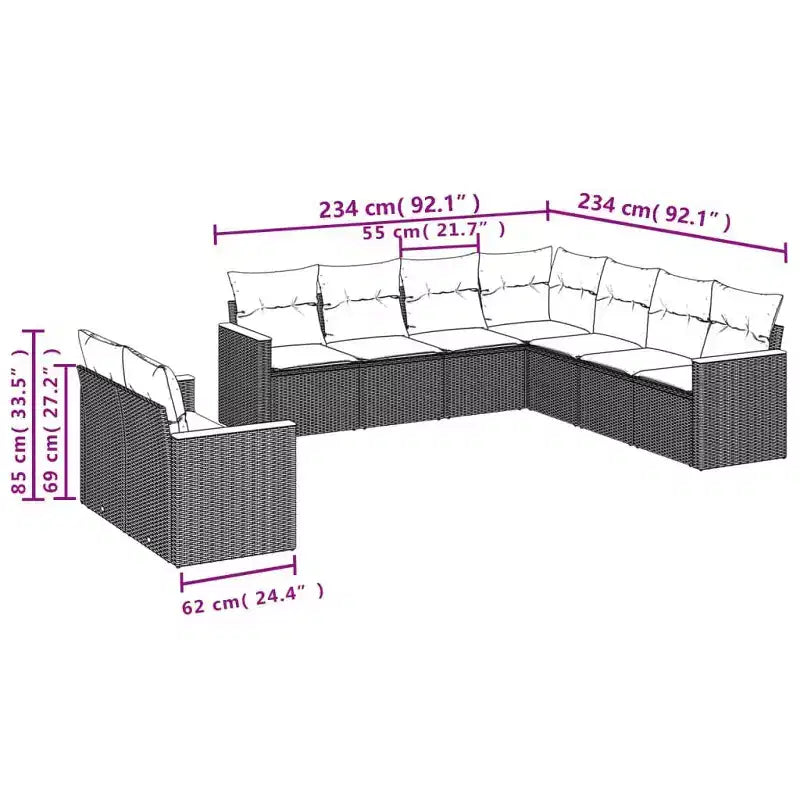 vidaXL Salon de jardin contemporain avec coussins