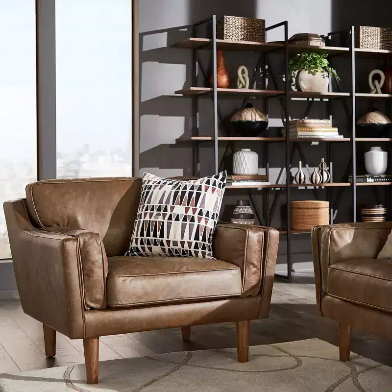 Fauteuil d'appoint en cuir Manchester Oxford - Tan - iNSPIRE Q