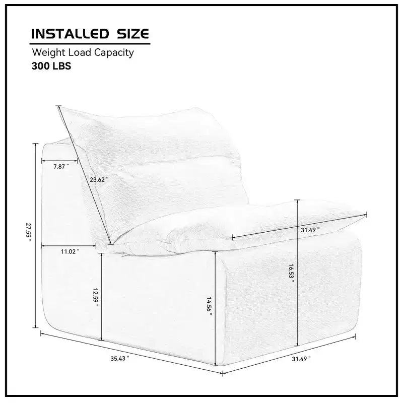 FurnitureR Modern Upholstered Lounge Accent Chair with Deep Seat, Soft Textured Fabric, Comfortable Cushioned for Living Room, Bedroom or Reading Nook