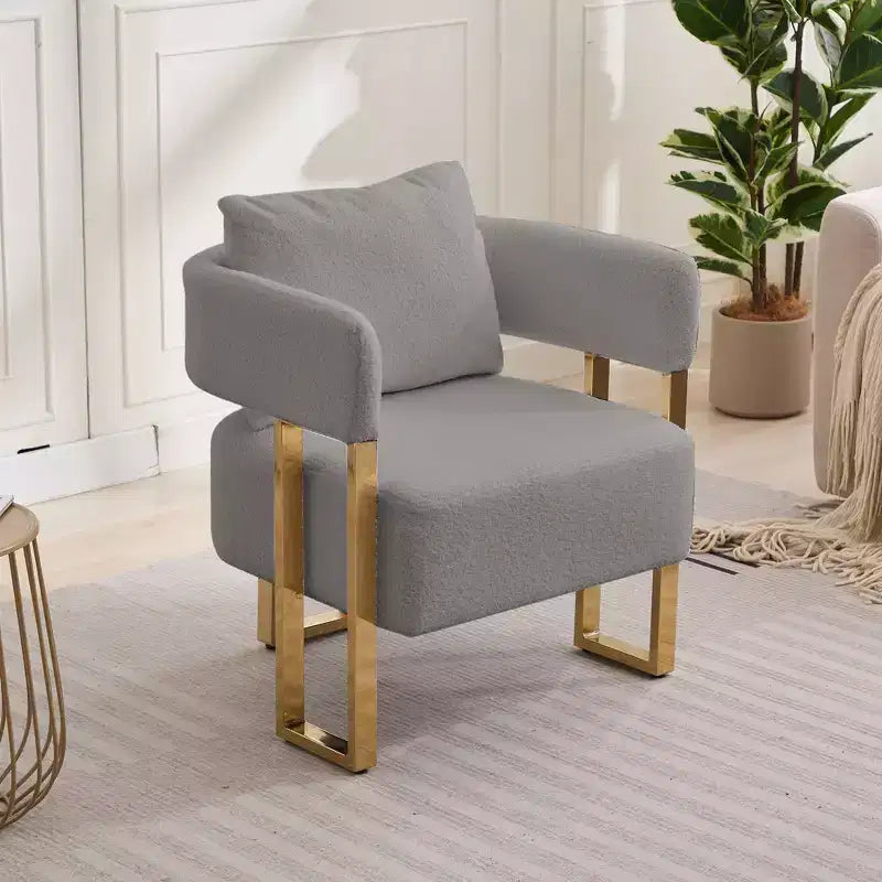 Lot de 2 fauteuils d'appoint modernes Zeus et Ruta avec revêtement en molleton doux et pieds en métal doré