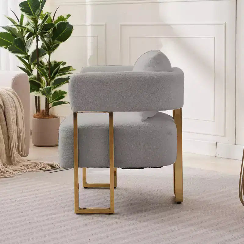 Lot de 2 fauteuils d'appoint modernes Zeus et Ruta avec revêtement en molleton doux et pieds en métal doré