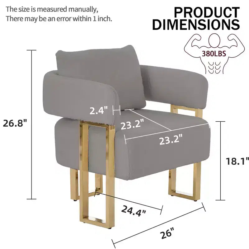 Lot de 2 fauteuils d'appoint modernes Zeus et Ruta avec revêtement en molleton doux et pieds en métal doré