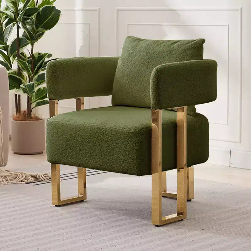 Lot de 2 fauteuils d'appoint modernes Zeus et Ruta avec revêtement en molleton doux et pieds en métal doré