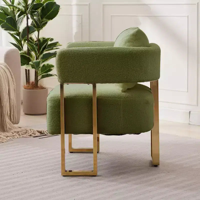 Lot de 2 fauteuils d'appoint modernes Zeus et Ruta avec revêtement en molleton doux et pieds en métal doré