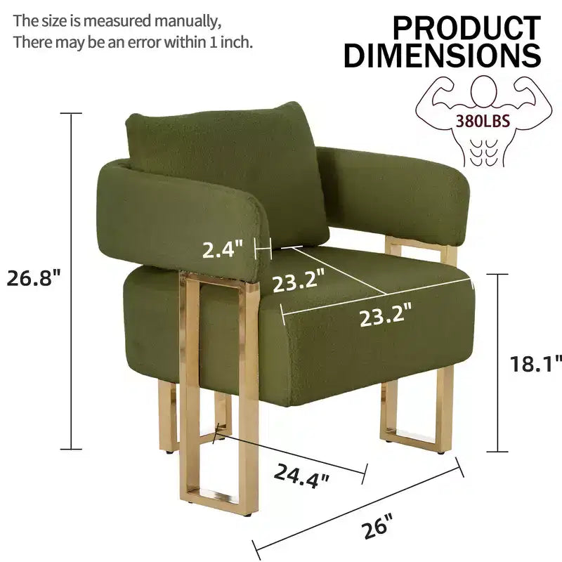 Lot de 2 fauteuils d'appoint modernes Zeus et Ruta avec revêtement en molleton doux et pieds en métal doré