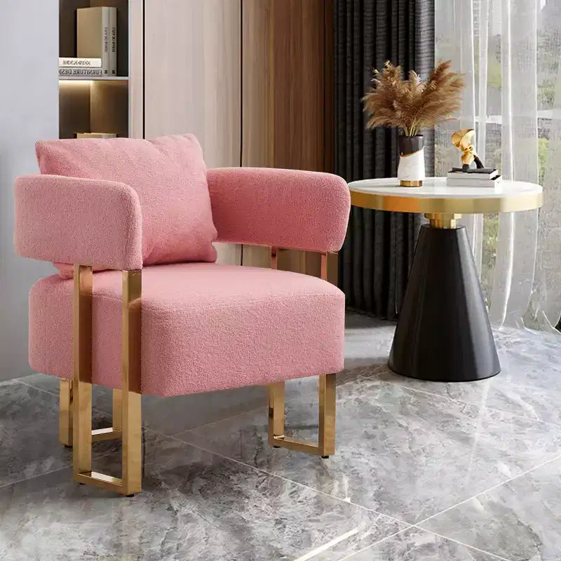 Lot de 2 fauteuils d'appoint modernes Zeus et Ruta avec revêtement en molleton doux et pieds en métal doré