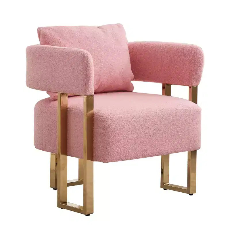 Lot de 2 fauteuils d'appoint modernes Zeus et Ruta avec revêtement en molleton doux et pieds en métal doré