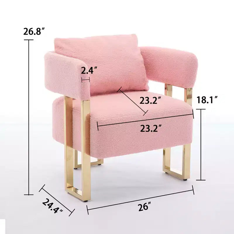 Lot de 2 fauteuils d'appoint modernes Zeus et Ruta avec revêtement en molleton doux et pieds en métal doré