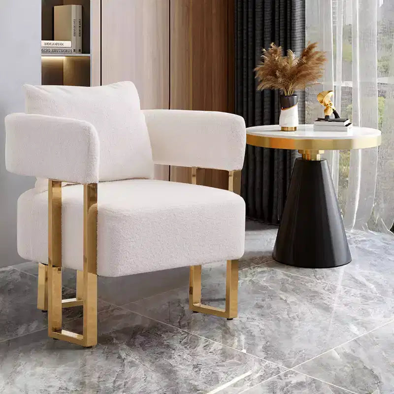 Lot de 2 fauteuils d'appoint modernes Zeus et Ruta avec revêtement en molleton doux et pieds en métal doré