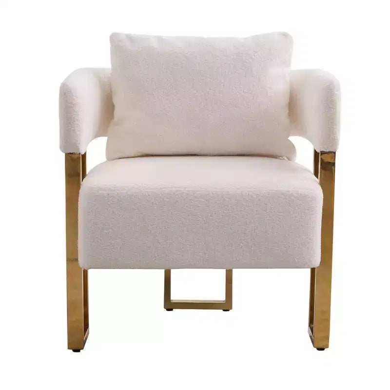 Lot de 2 fauteuils d'appoint modernes Zeus et Ruta avec revêtement en molleton doux et pieds en métal doré