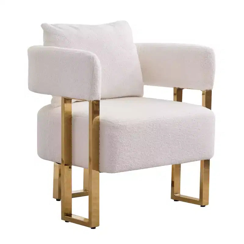 Lot de 2 fauteuils d'appoint modernes Zeus et Ruta avec revêtement en molleton doux et pieds en métal doré