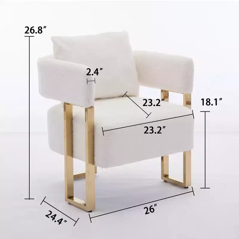 Lot de 2 fauteuils d'appoint modernes Zeus et Ruta avec revêtement en molleton doux et pieds en métal doré