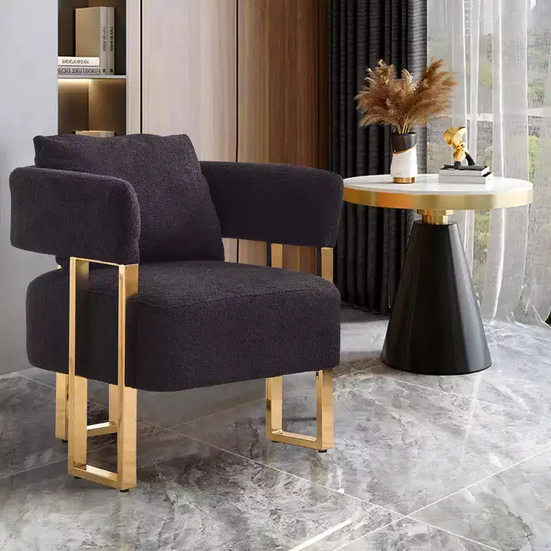 Lot de 2 fauteuils d'appoint modernes Zeus et Ruta avec revêtement en molleton doux et pieds en métal doré