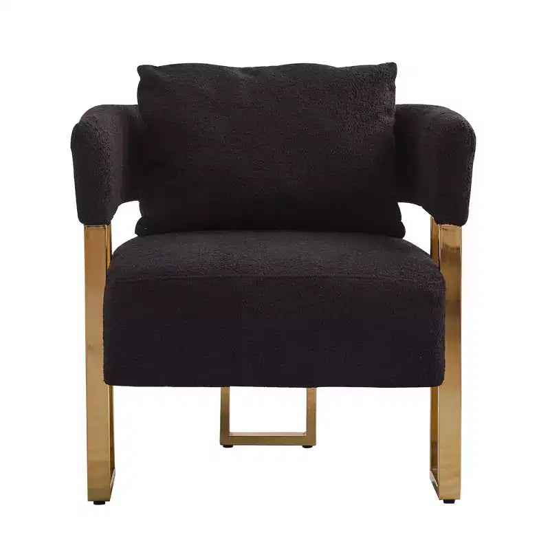 Lot de 2 fauteuils d'appoint modernes Zeus et Ruta avec revêtement en molleton doux et pieds en métal doré