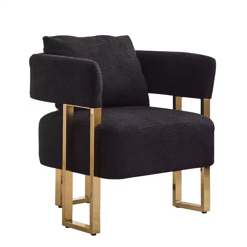 Lot de 2 fauteuils d'appoint modernes Zeus et Ruta avec revêtement en molleton doux et pieds en métal doré