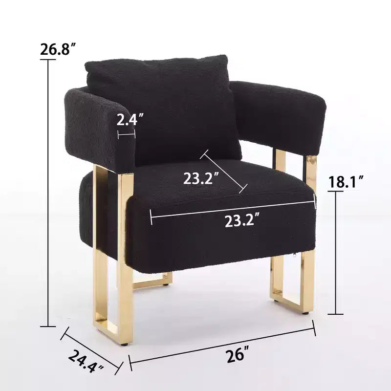 Lot de 2 fauteuils d'appoint modernes Zeus et Ruta avec revêtement en molleton doux et pieds en métal doré