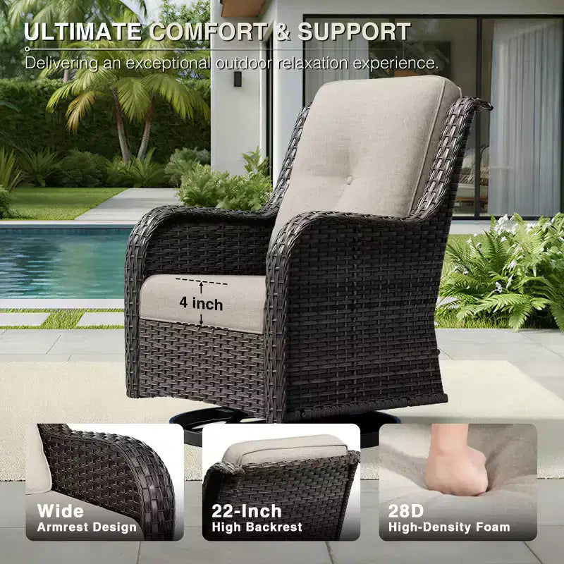 Ensemble de canapés d'extérieur UPTIOT Premium avec fauteuils pivotants et poufs multifonctionnels