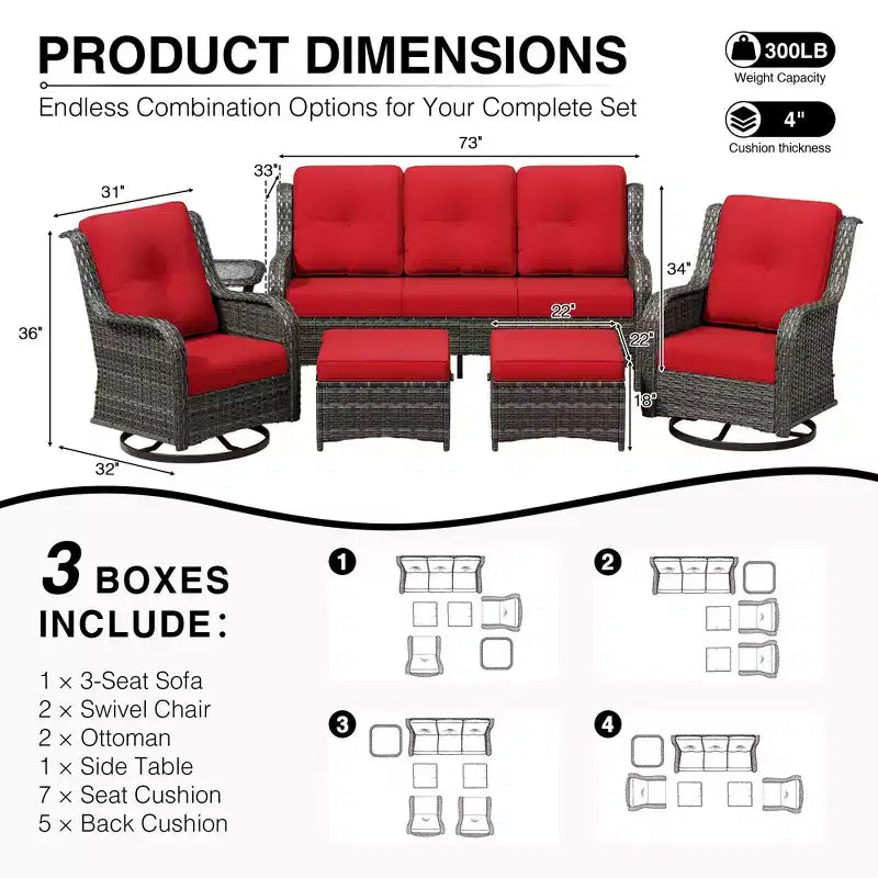 Ensemble de canapés d'extérieur UPTIOT Premium avec fauteuils pivotants et poufs multifonctionnels