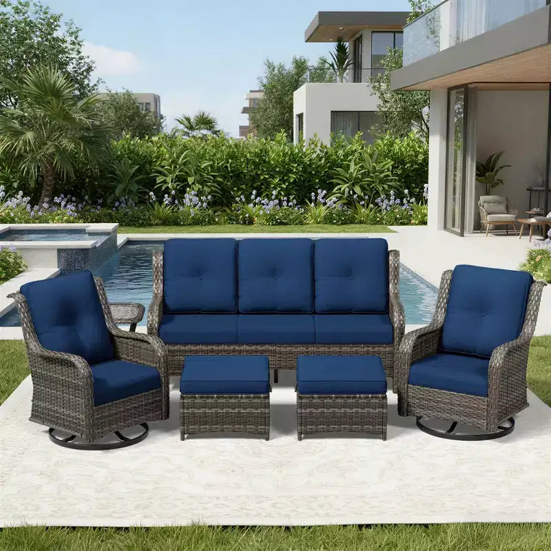 Ensemble de canapés d'extérieur UPTIOT Premium avec fauteuils pivotants et poufs multifonctionnels