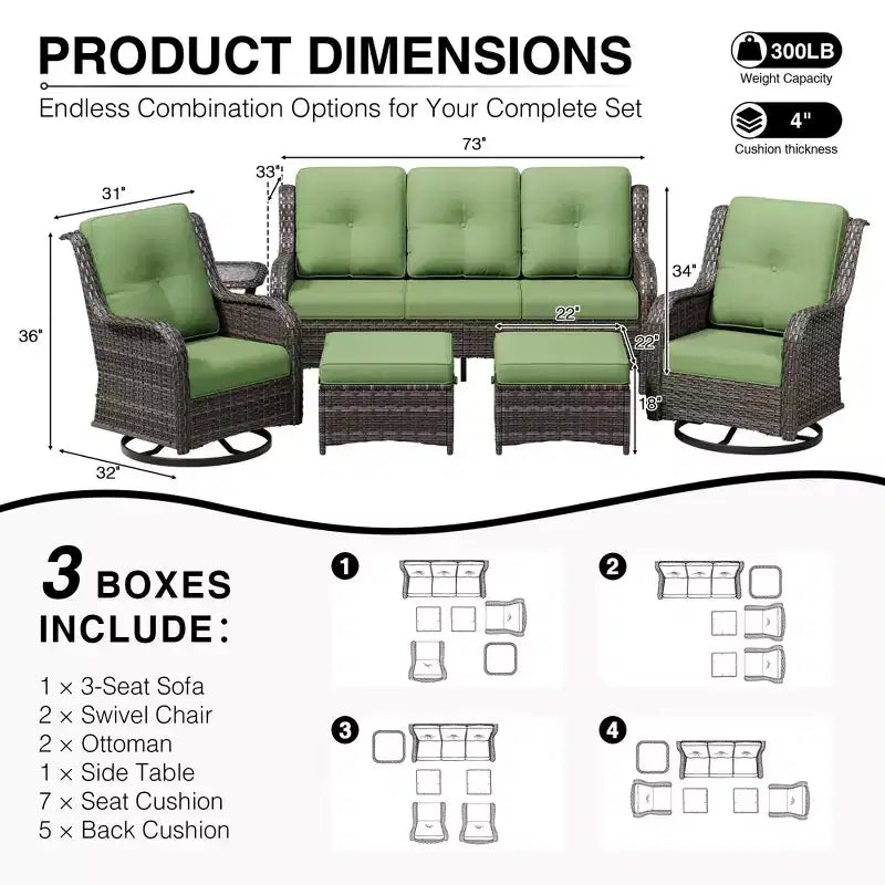 Ensemble de canapés d'extérieur UPTIOT Premium avec fauteuils pivotants et poufs multifonctionnels
