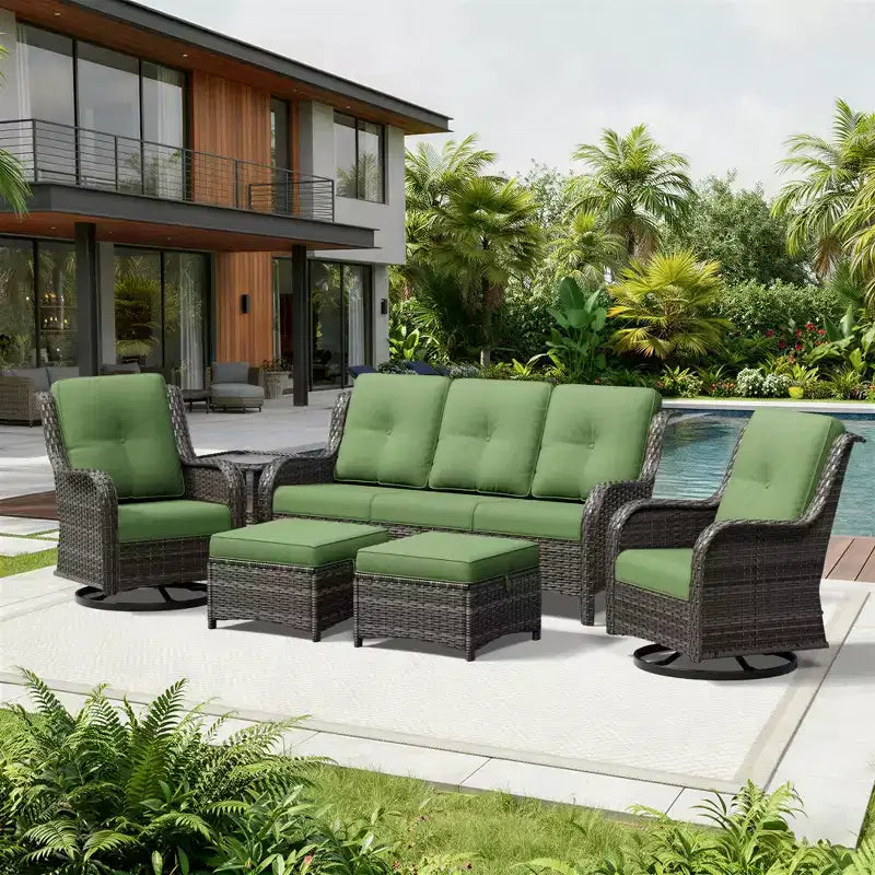 Ensemble de canapés d'extérieur UPTIOT Premium avec fauteuils pivotants et poufs multifonctionnels