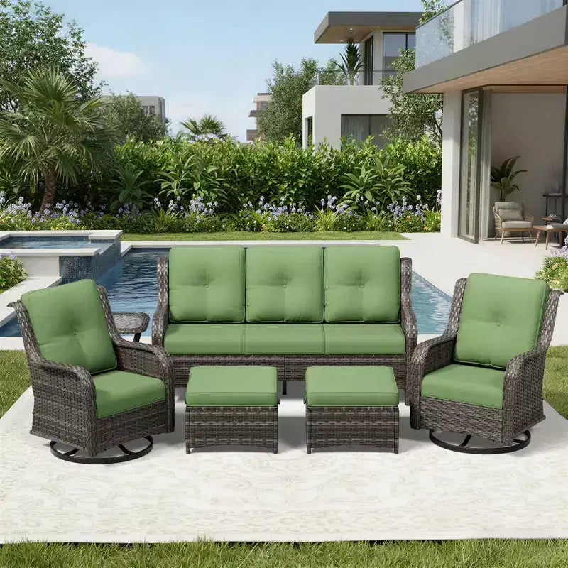 Ensemble de canapés d'extérieur UPTIOT Premium avec fauteuils pivotants et poufs multifonctionnels