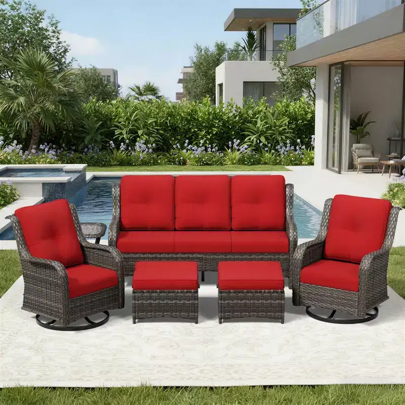 Ensemble de canapés d'extérieur UPTIOT Premium avec fauteuils pivotants et poufs multifonctionnels