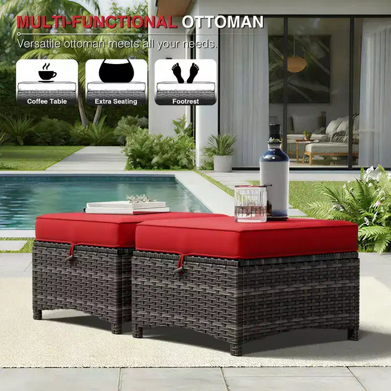 Ensemble de canapés d'extérieur UPTIOT Premium avec fauteuils pivotants et poufs multifonctionnels
