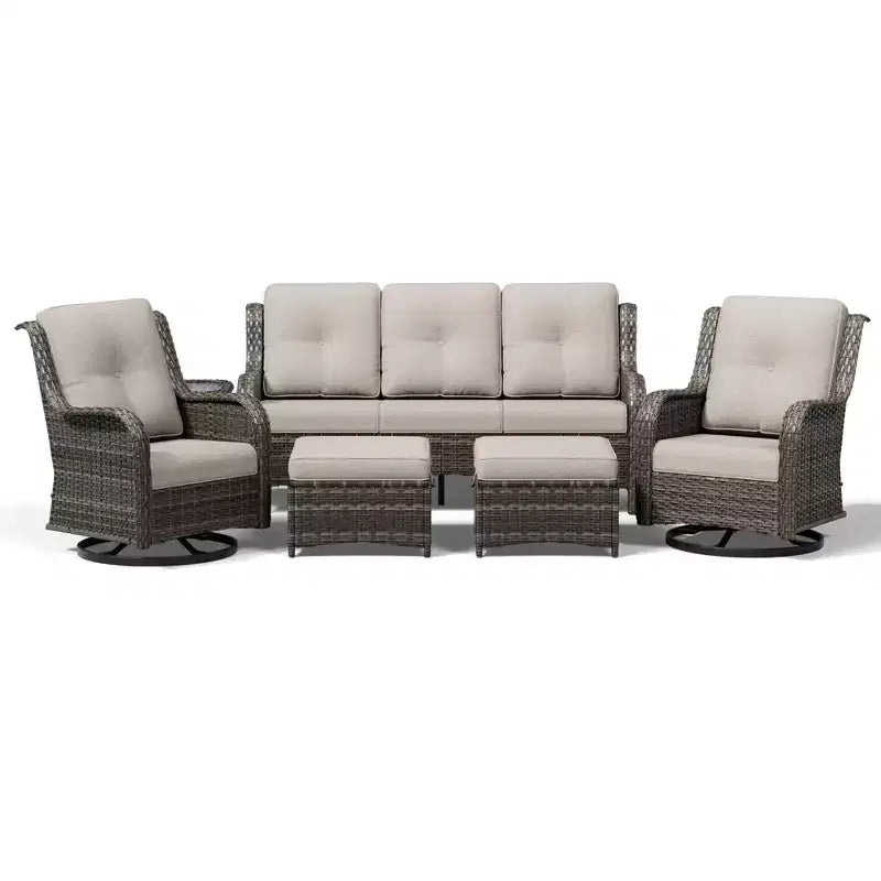 Ensemble de canapés d'extérieur UPTIOT Premium avec fauteuils pivotants et poufs multifonctionnels