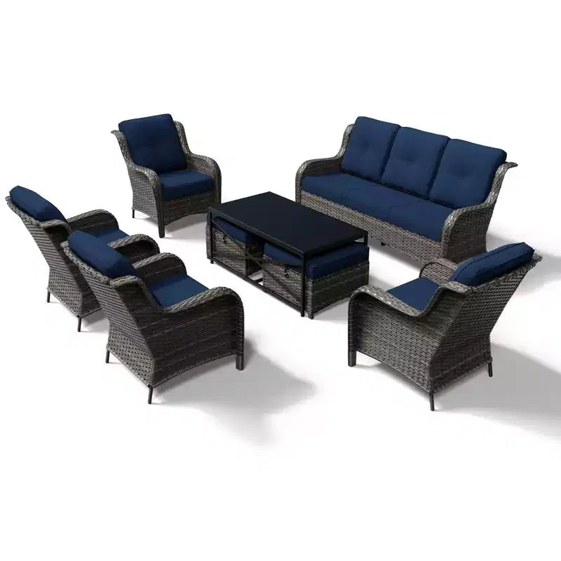 Ensemble de canapé d'extérieur tout temps UPTIOT avec ottoman convertible et table basse