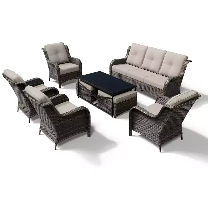 Ensemble de canapé d'extérieur tout temps UPTIOT avec ottoman convertible et table basse
